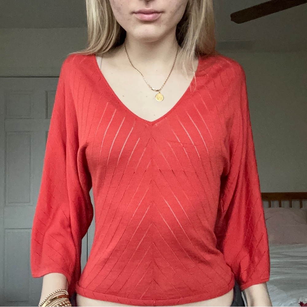 V Neck Ribbed Top